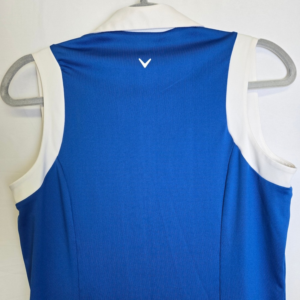 Callaway Colorblock Sleeveless Golf Polo, Opti-Dri, Blue/White, Women's Medium - Picture 7 of 8